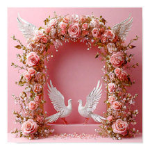 Wedding Arch Pink Roses White Doves 🌸🕊️💖✨