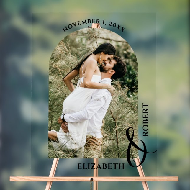 Wedding Arched Photo Welcome Sign (Neutral)