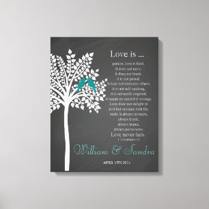 Wedding Art Tree with bird print Corinthians 13:4-
