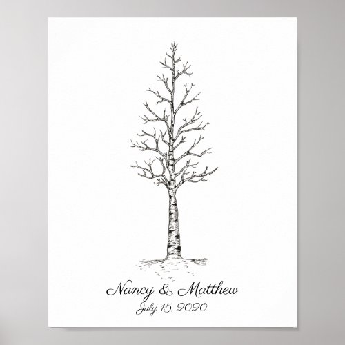Wedding Aspen Fingerprint Tree Poster