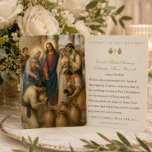 Wedding at Cana Catholic Matrimony Prayer Card