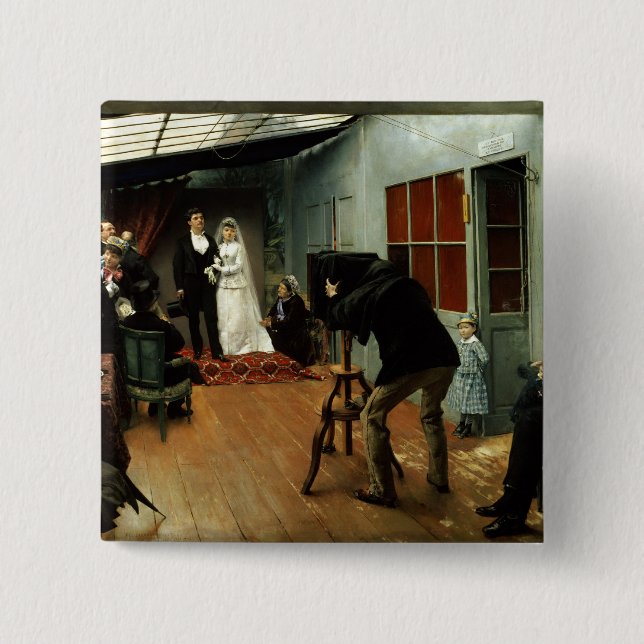 Wedding at the Photographer's, 1878-9 Button (Front)