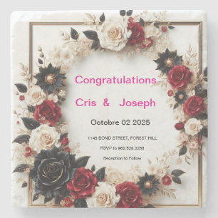 Wedding Attendance Invitation Template Stone Coaster