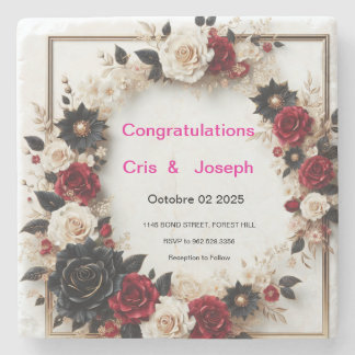 Wedding Attendance Invitation Template Stone Coaster