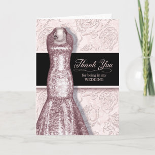 Wedding Attendant Blush Pink Thank You Card
