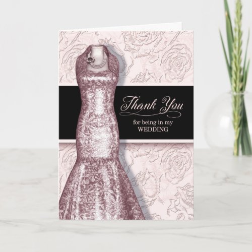 Wedding Attendant Blush Pink Thank You Card