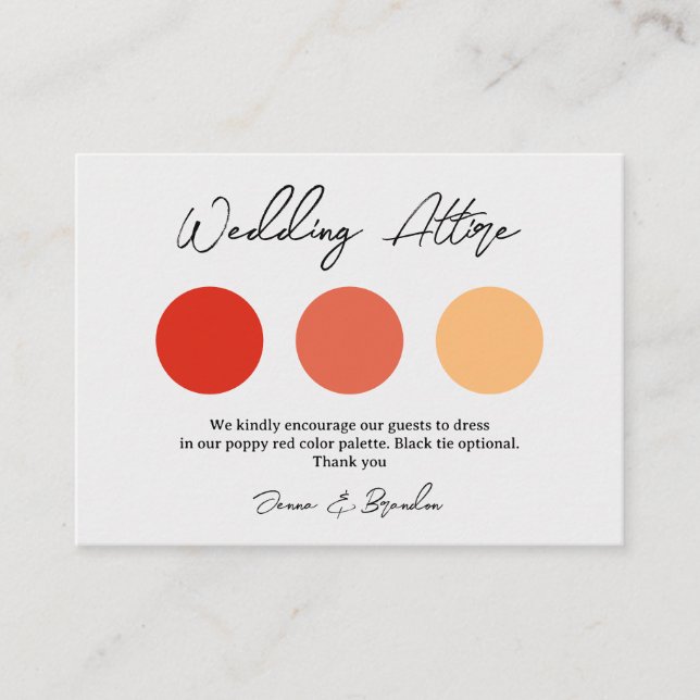Wedding Attire 3 Color Palette Enclosure Card (Front)