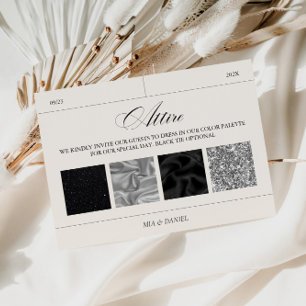 Wedding Attire Black & Silver Color Palette Card