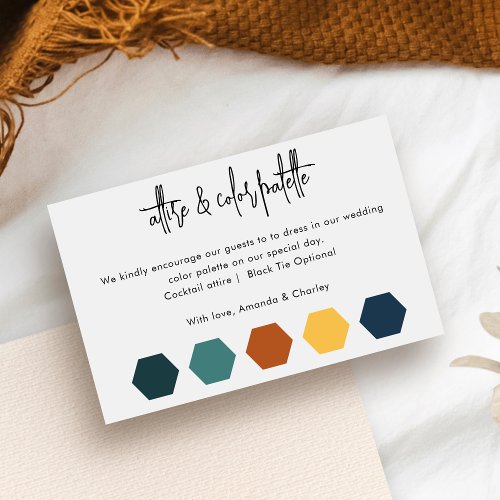 Wedding Attire Color Palette QR Code Scan Enclosure Card