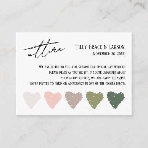 Wedding Attire Color Palette Suggestions Enclosure Card