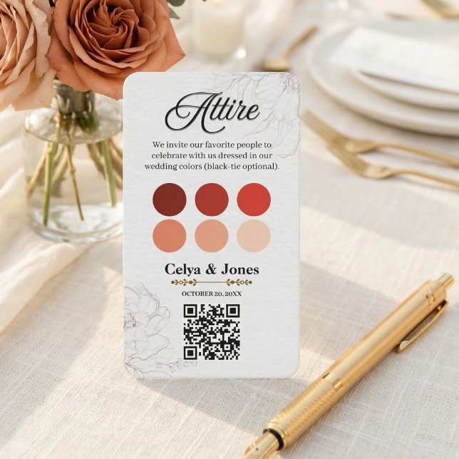 Wedding Attire Dress Code Color Palette Enclosure  Card (Wedding Attire Dress Code Color Palette Enclosure Card with QR Code!)