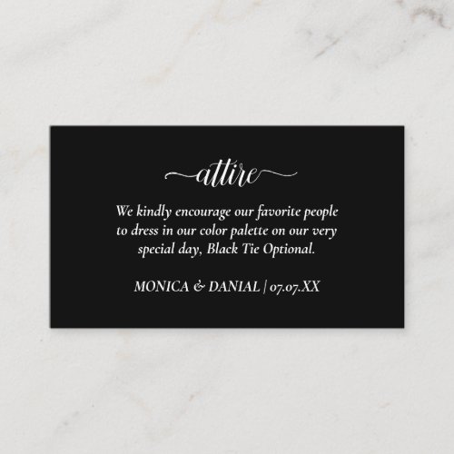 Wedding Attire Dress Code  Enclosure Card