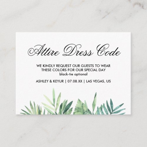 wedding attire dress code enclosure card