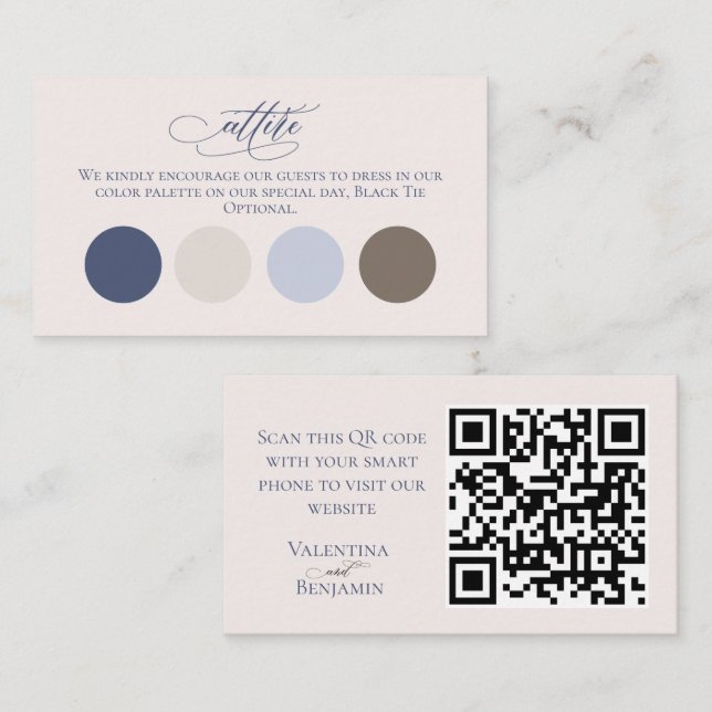 Wedding attire dress code insert blue beige QR | Zazzle Wedding attire dress code insert blue beige QR | Zazzle