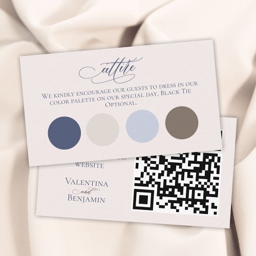 Wedding attire dress code insert blue beige QR