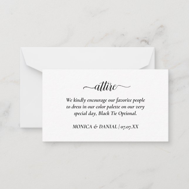 Wedding Attire Dress Code Note Card (Front)