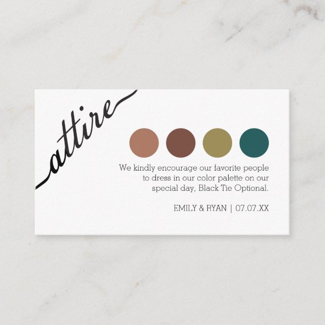 Wedding Attire Dress Code Personalize Enclosure Card (Front)