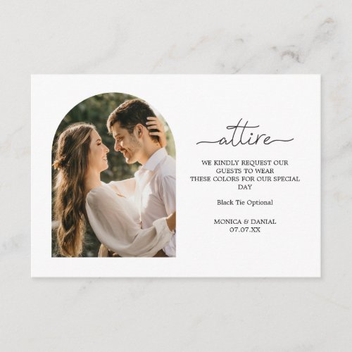 Wedding Attire Dress Codes Boho Arch Photo Enclosure Card