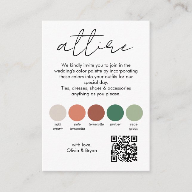 Wedding Attire | QR code vertical Enclosure Card (Front)