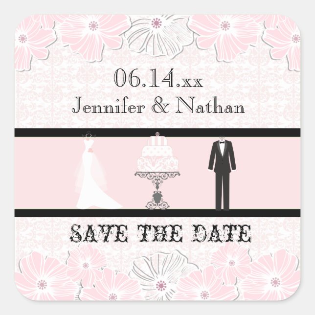Wedding Attire Save the Date Stickers (Front)