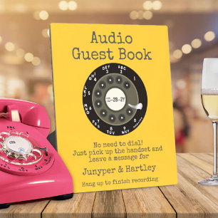 Wedding Audio Guest Book Black Rotary Dial Mustard Plaque
