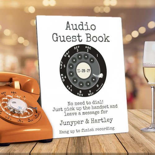 Wedding Audio Guest Book Black Rotary Dial Sign Plaque