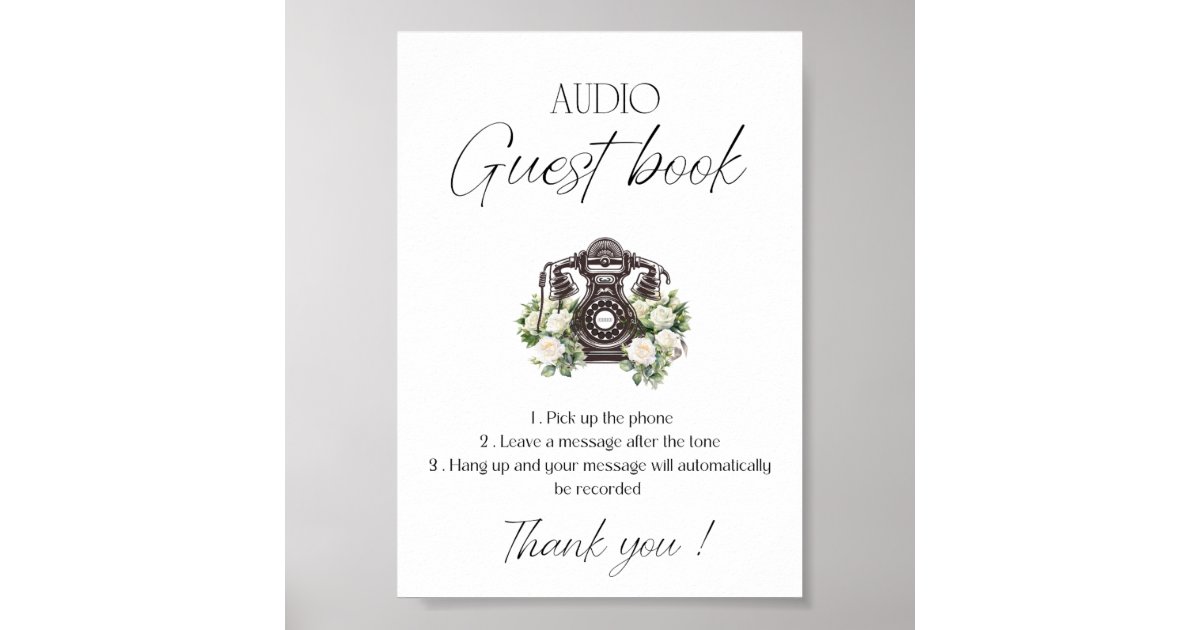 Wedding audio guest book instructions Zazzle