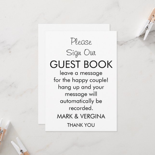 Wedding Audio guest book Invitation (Front/Back In Situ)