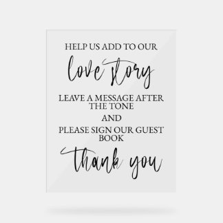 Wedding Audio Guest Book Pedestal Table Sign