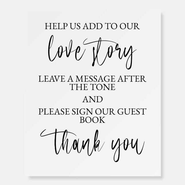 Wedding Audio Guest Book Pedestal Table Sign  (Front)