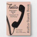 Wedding Audio Guest Book Sign Black Phone On Pink Plaque at Zazzle