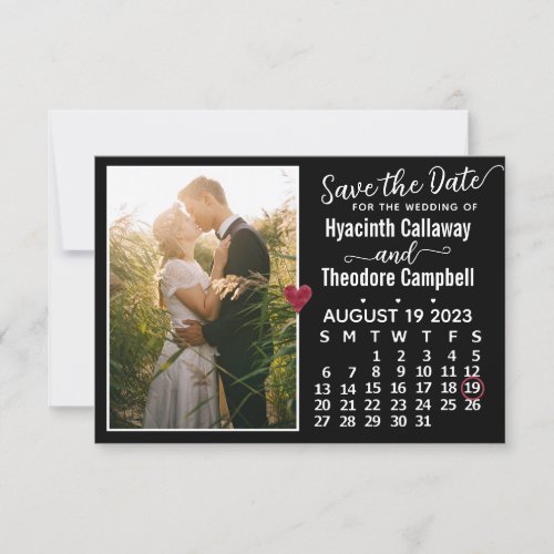Wedding August 2023 Calendar Custom Photo Black Save The Date