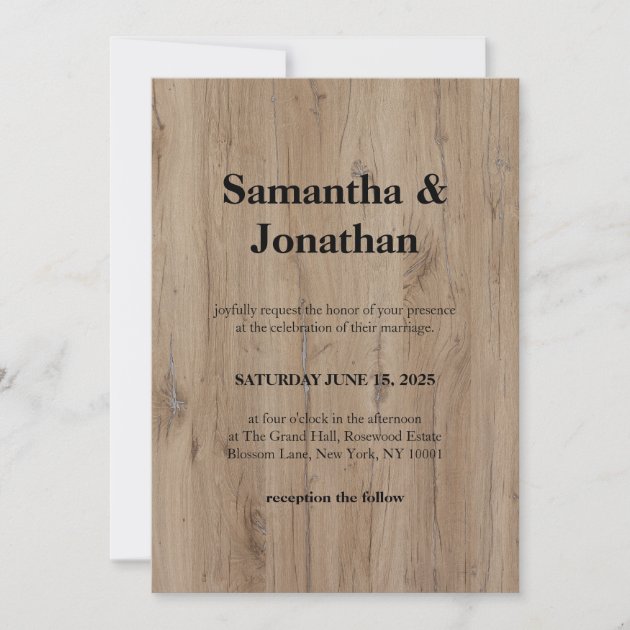 Wedding Authentic Natural Wood Grain Invitation