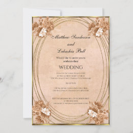 Wedding Autumn Colors Flowers Gold invitations