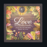 Wedding Autumn Maple Leaves Pumpkin Sunflower Wood Gift Box<br><div class="desc">Modern Wedding Gift Box Templates - Elegant Autumn Maple Leaves,  Pumpkins and Sunflowers Watercolor Flowers on Rustic Wood Background.
A Perfect Design for your Big Day. All text style,  colors,  sizes can be modified to fit your needs!</div>