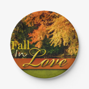 Wedding Autumn Scenic Fall In Love Foliage Photo Paper Plates