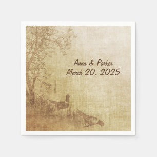 wedding-autumn wedding with pheasants napkins