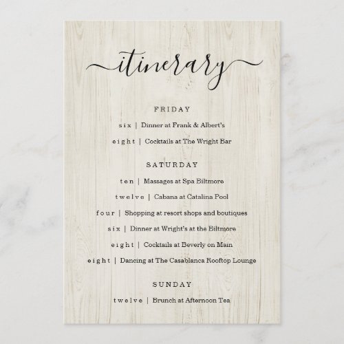 Wedding / Bachelorette Party / Birthday Itinerary  Program