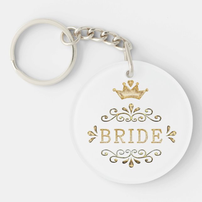 wedding, bachelorette party, gold party, glitter, keychain (Front)