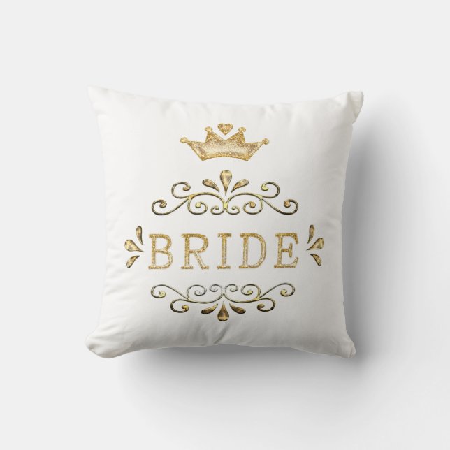 wedding, bachelorette party, gold party, glitter, throw pillow (Front)