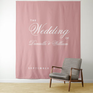 Wedding Backdrop Dusty Rose Simple Elegant Script 