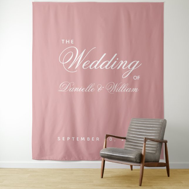 Wedding Backdrop Dusty Rose Simple Elegant Script  (In Situ)