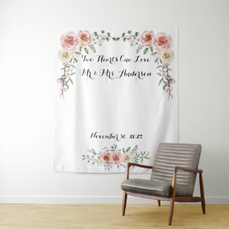 Wedding Backdrop Pink Ivory Roses Floral Design