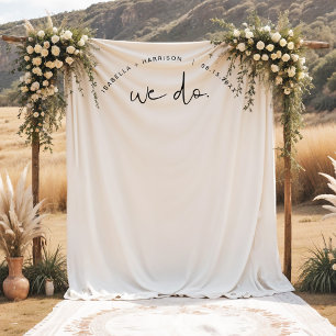 Wedding Backdrop Tapestry, Minimalist We Do Banner