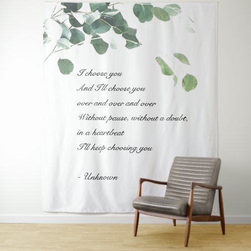 Wedding backdrop tapestry watercolor eucalyptus