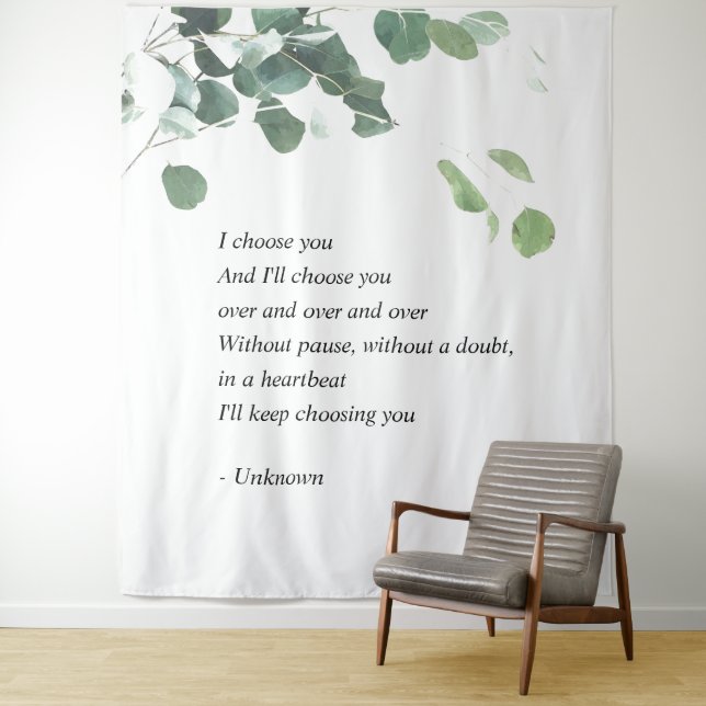 Wedding backdrop tapestry watercolor eucalyptus (In Situ)