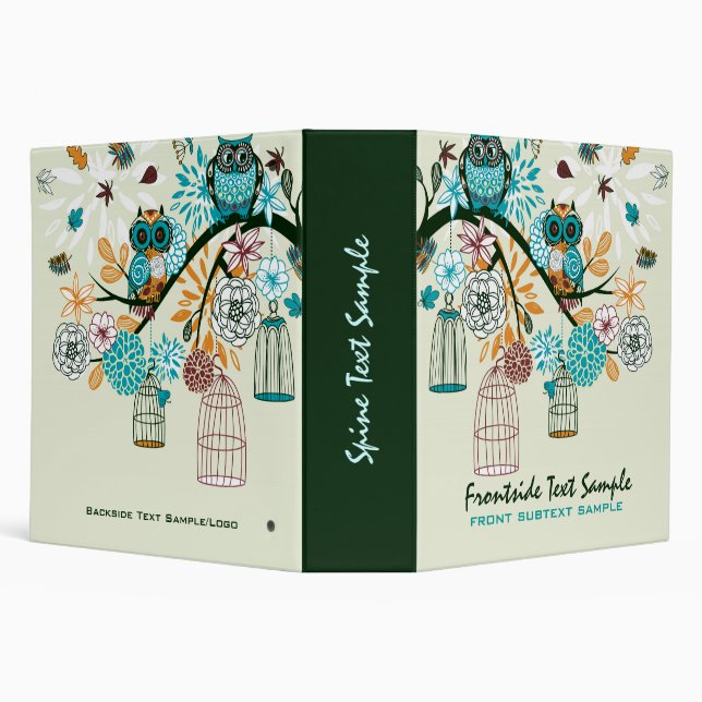 Wedding Background Cute Owl Pair On Tree-Brunch 2 3 Ring Binder (Background)