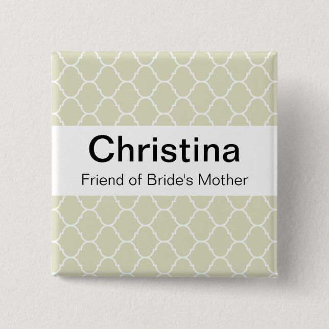 Wedding Badge (large sans serif) Pinback Button (Front)