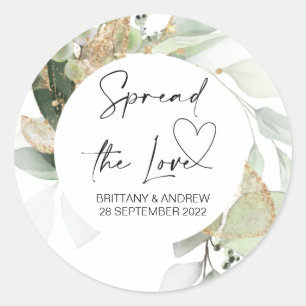 Wedding Bag Favor Spread the Love Jam Eucalyptus Classic Round Sticker