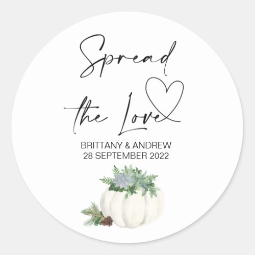 Wedding Bag Favor Spread the Love Jam Thanksgiving Classic Round Sticker